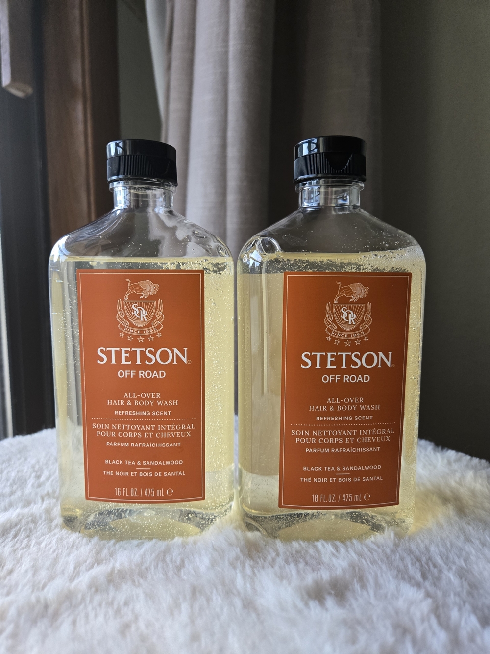 2 Stetson Off Road All Over Hair & Body Wash Black Tea Sandalwood 16oz/ 475ml